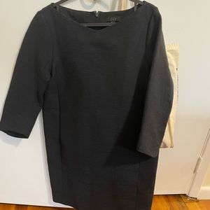 COS Boatneck navy blue dress textured